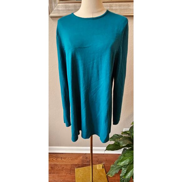 J. Jill Long Sleeve Soft Tunic Top Pullover Sweater Women Size M Tall Teal Green - Picture 1 of 5